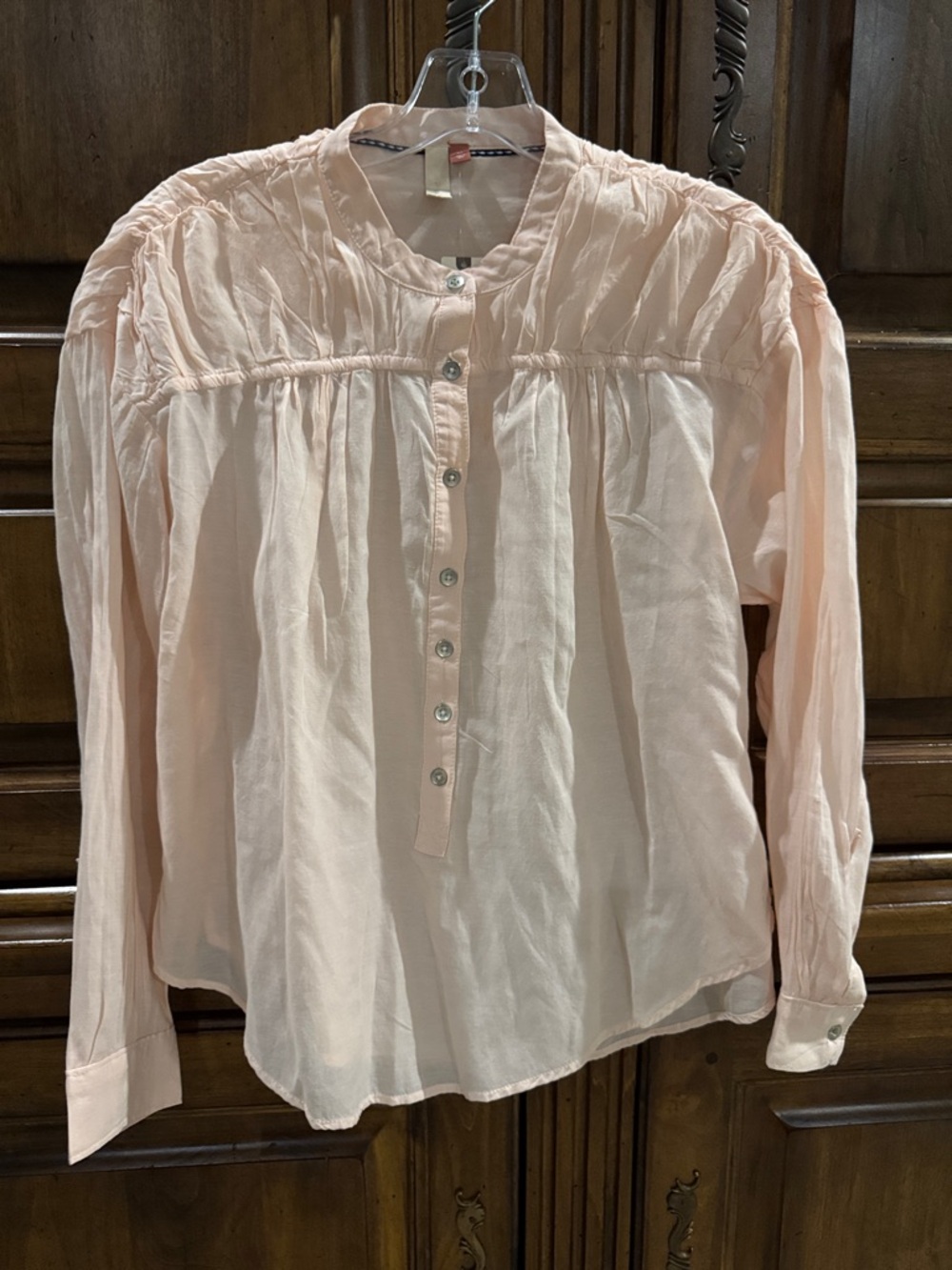 NWT Pilcro Soft Blush Button-Front Peasant Blouse - XS